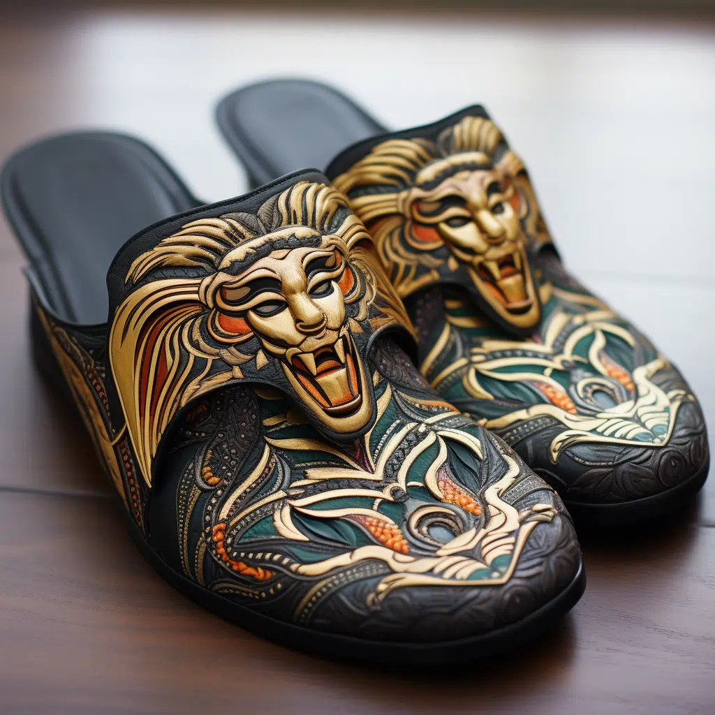 Gucci Tiger Head Slides in Black for Men